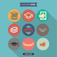 Icons of education and intelligence in Flat Style logo vector