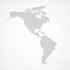 Dots Grey North and South America map background vector