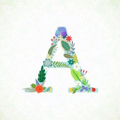 The letter A Bright floral element of colorful alphabet