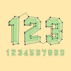 3D number icons Vector set N6