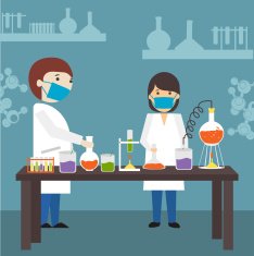 Cartoon of a scientists in laboratory