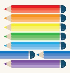 Rainbow multi colored pencils with copy space for your text N2