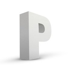 white letter P