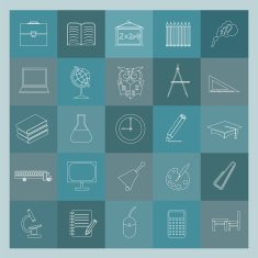 Outline icon set Education and school Flat linear design N2