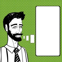 Retro business man speaking