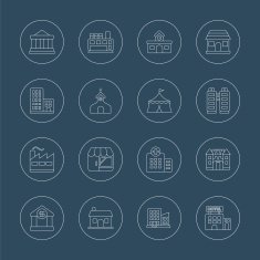 Building line icon set N4