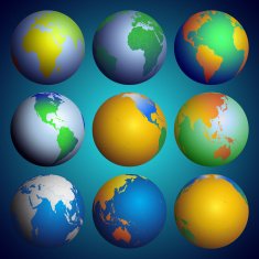 Set of globes Color world map vector