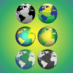 Set of abstract color globes world map vector