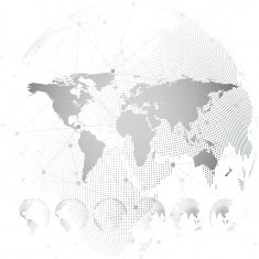 World map with dotted globes light design vector illustration