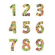 Colorful set of numbers in the ethnic style vector