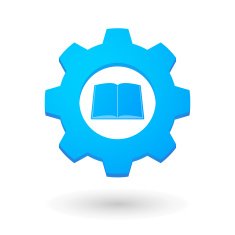 Gear icon with a book