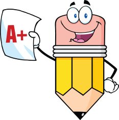 Pencil Holding An A Plus Report Card