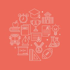 School line icon circle set N6
