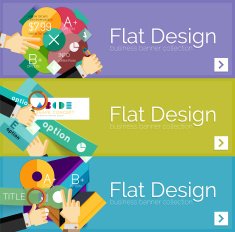 Flat design vector infographic banners with geometric infographics N162
