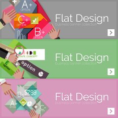 Flat design vector infographic banners with geometric infographics N163