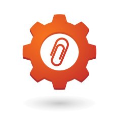 Gear icon with a clip