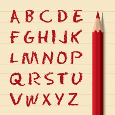 Alphabet with wooden pencil