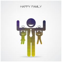 happy family daughter and son hang on daddy 's arms N2