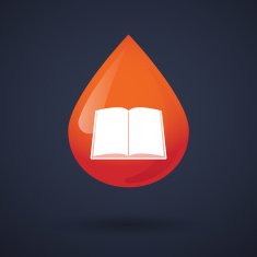 Blood drop icon with a book N2