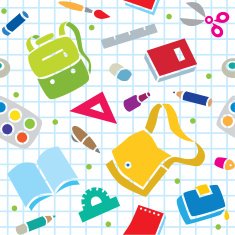School pattern with education supplies N14