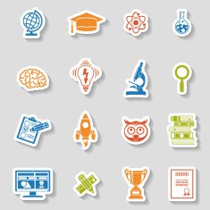 Education Icon Sticker Set