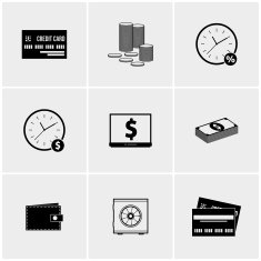 Black and white set of icons N7