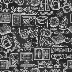 School education chalkboard seamless pattern