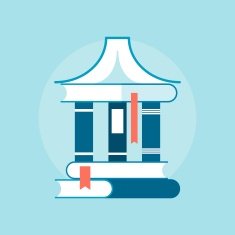 stack of books representing library