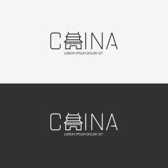 Vector alphabet china design concept with flat sign icon