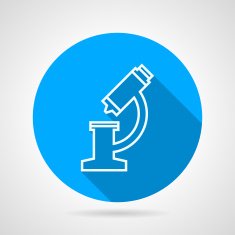 Flat blue icon for microscope