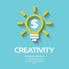 Creativity symbol with light bulb and dollar sign inside