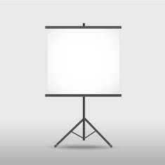 blank projection screen on tripod