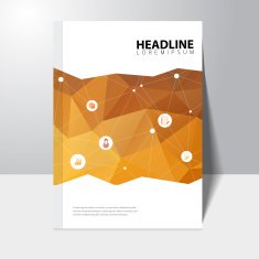 Vector education book cover design with polygonal background