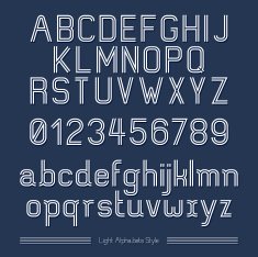 Alphabet Line stripes style on blue background