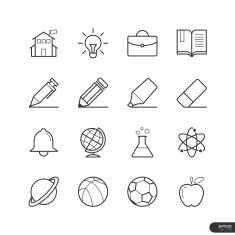 education and school icons set N2