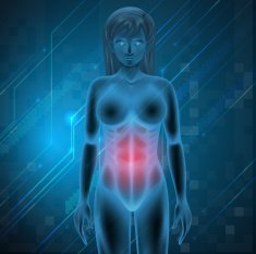 Woman experiencing pain in the stomach