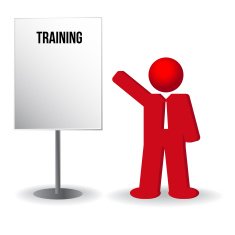 business man person with a flip chart Training work