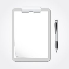 Vector Clipboard with Sheets of Paper and a Pen
