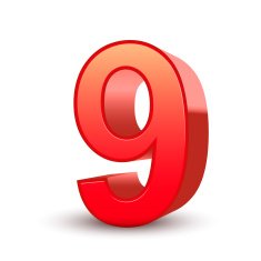 3d shiny red number 9 N6