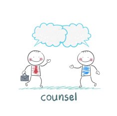counsel speaks with a client