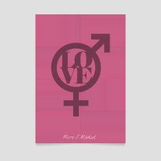 love message on folded poster template