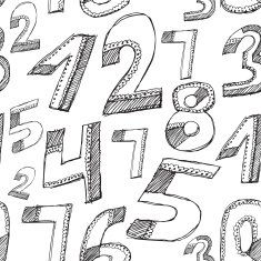 Seamless pattern Black numbers on a white background Sketch vector