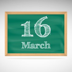 March 16 inscription in chalk on a blackboard N2