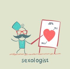 Sexologist talks presentation and shows a painted heart
