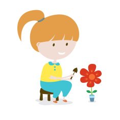 Girl Grows The Flower N2