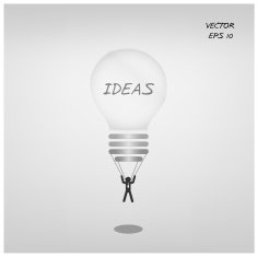 light bulb parachute with businessman