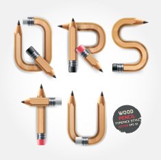 Wood pencil alphabet style