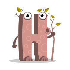 Letter H monster Vector illustration N2