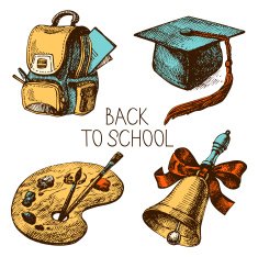 Hand drawn vector school object set N4
