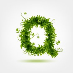 Green eco letter Q for your design